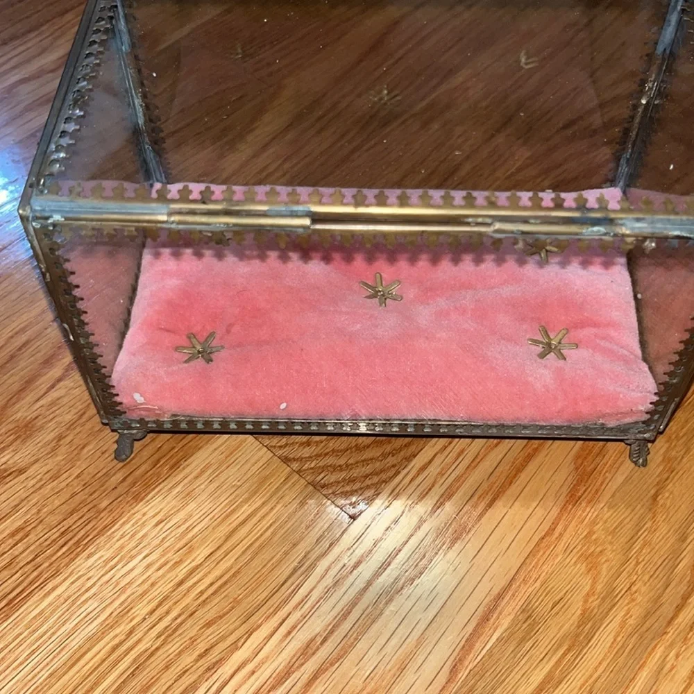 Anthropologie Velvet Lined Glass Jewelry Box NIB
